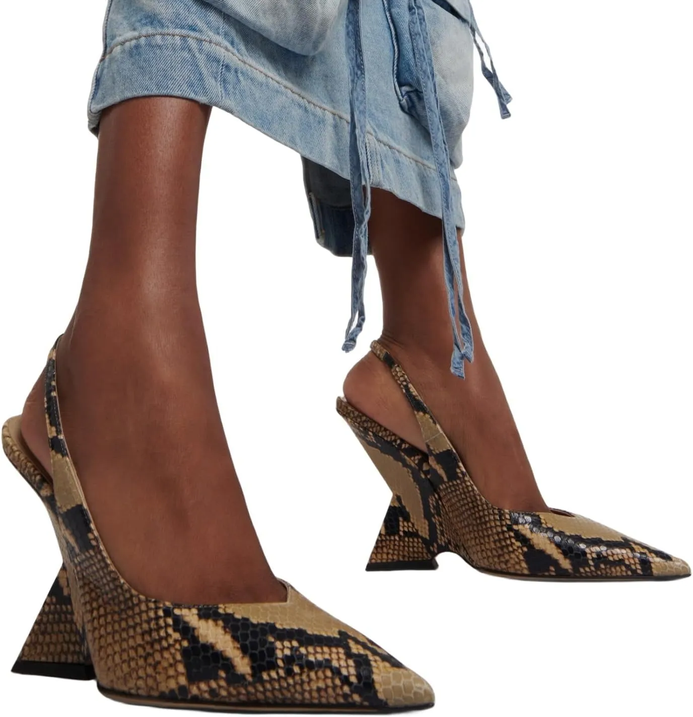Women's Wedge Heeled Slingback Sandals Closed Pointed Toe Shaped Slope Heels Elastic Ankle Strap Slip On Pumps Ladies Casual Fashion Dress Shoes