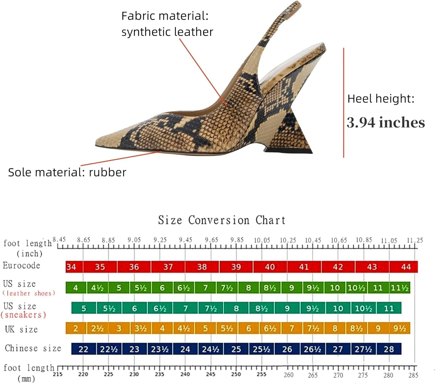 Women's Wedge Heeled Slingback Sandals Closed Pointed Toe Shaped Slope Heels Elastic Ankle Strap Slip On Pumps Ladies Casual Fashion Dress Shoes