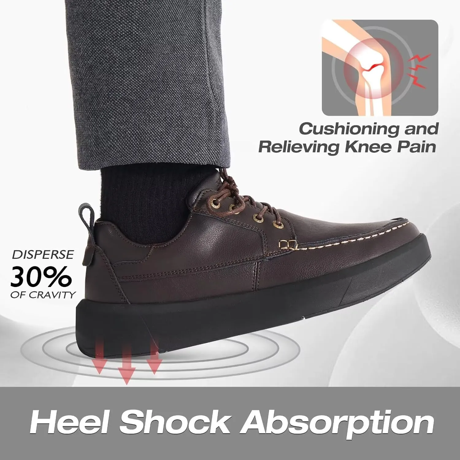 XPACS Men's Orthopedic Leather Dress Walking Shoes: Comfortable Arch Support Plantar Fasciitis Orthotic Business Tennis Oxfords, Flat Feet Casual Office Working Shoes for Foot and Heel Pain Relief