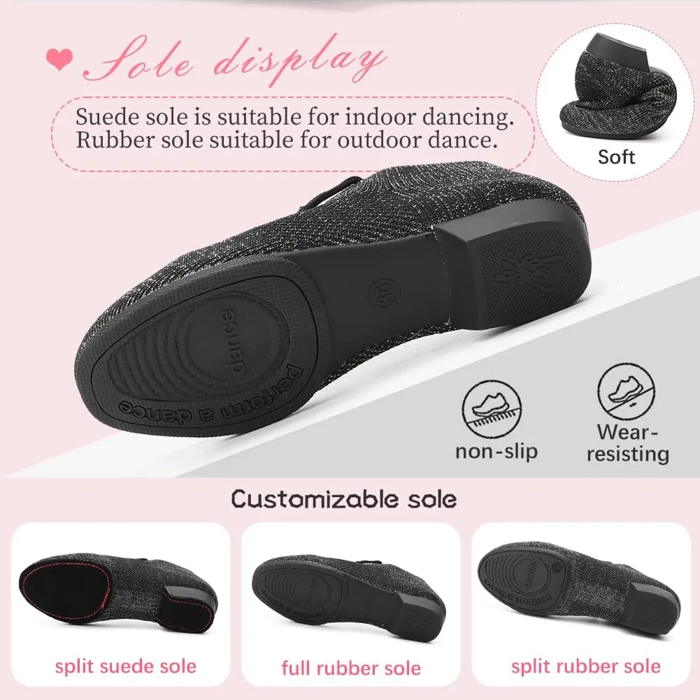 YKXLM Women Standard Practice Social Dance Sneaker Beginner Dance Practice Shoes for Women Low Heel Ballroom