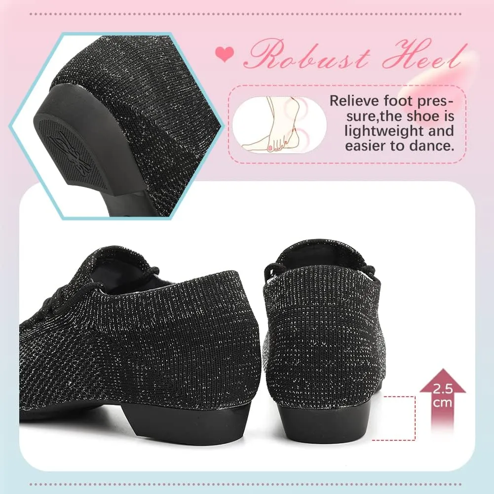 YKXLM Women Standard Practice Social Dance Sneaker Beginner Dance Practice Shoes for Women Low Heel Ballroom